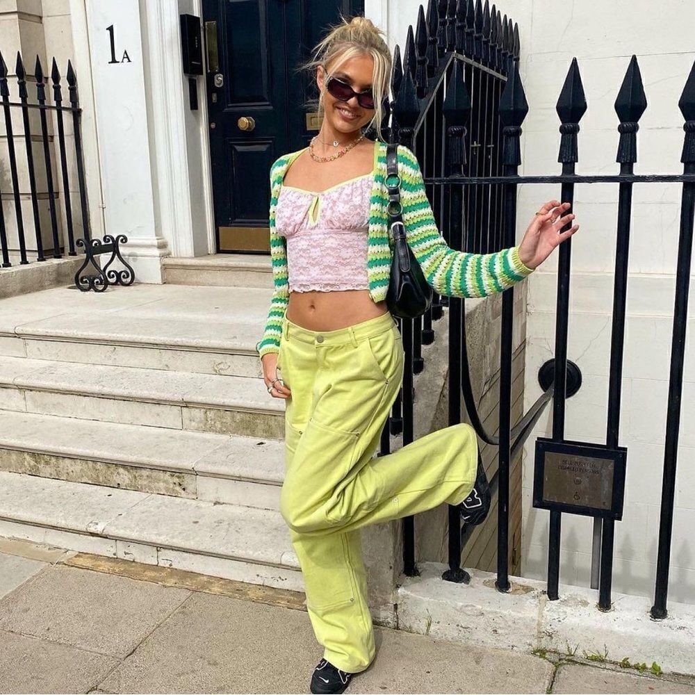 NWT THE KRIPT Royal Wide Leg High Rise Jeans  in Avocado